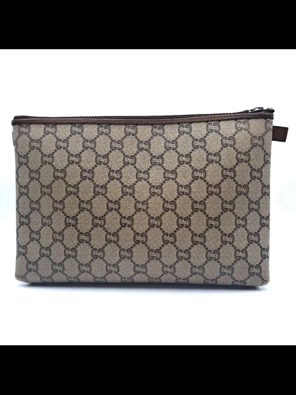 Gucci Beige Brown GG Canvas Wrist Pouch
